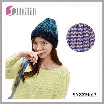 Зимняя мода Ретро полосатый смешивания дама указала шерсть шляпа (SNZZM013)